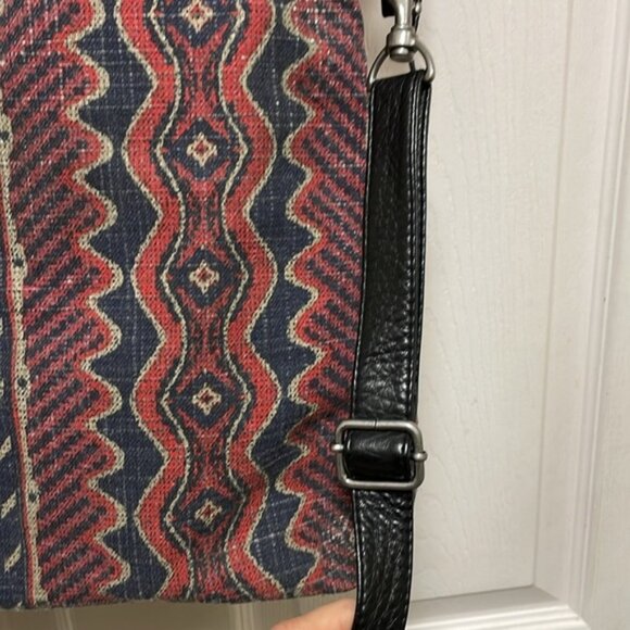 Volcom Destination Tote Blue & Red Geometric Design Crossbody Bag - Picture 8 of 16